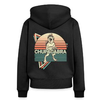 Chupacabra Krypto Kryptozoologie Retro - Frauen Premium Bio Zip Hoodie - Schwarz - Hinten - Julia (174cm)
