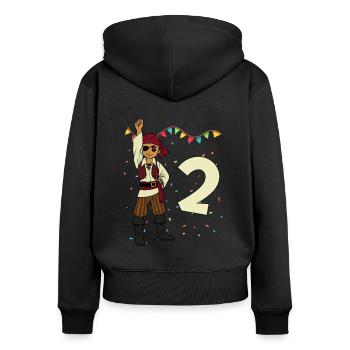 With Pirate - Boys Birthday 2 Years - Women's Premium Organic Zip Hoodie - black - Back - Julia (174cm)