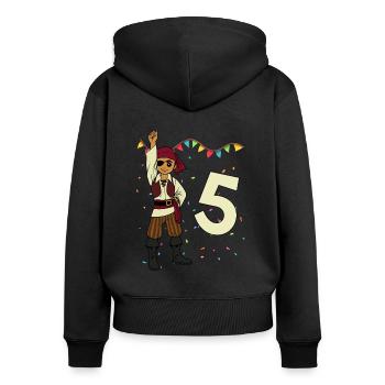 With Pirate - Boys Birthday 5 Years - Women's Premium Organic Zip Hoodie - black - Back - Julia (174cm)