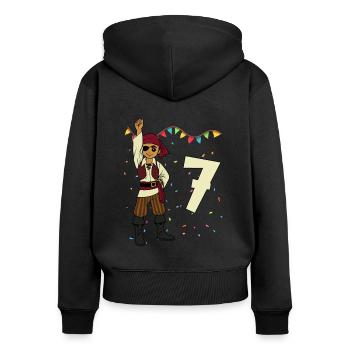 With Pirate - Boys' Birthday 7 Years - Women's Premium Organic Zip Hoodie - black - Back - Julia (174cm)