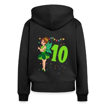 Mit Fee - Mädchen Geburtstag 10 Jahre - Frauen Premium Bio Zip Hoodie - Schwarz - Hinten - Julia (174cm)