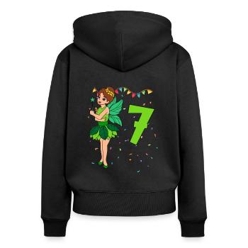 Mit Fee - Mädchen Geburtstag 7 Jahre - Frauen Premium Bio Zip Hoodie - Schwarz - Hinten - Julia (174cm)