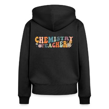 Groovy Chemie-Lehrer Chemiker Periodensystem - Frauen Premium Bio Zip Hoodie - Schwarz - Hinten - Julia (174cm)
