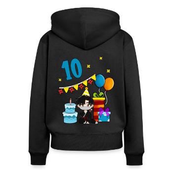 Mit Ninja - Jungs Geburtstag 10 Jahre - Frauen Premium Bio Zip Hoodie - Schwarz - Hinten - Julia (174cm)