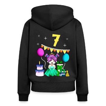 With Princess - Girl Birthday 7 Years - Women's Premium Organic Zip Hoodie - black - Back - Julia (174cm)
