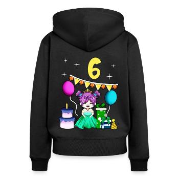 Mit Prinzessin - Mädchen Geburtstag 6 Jahre - Frauen Premium Bio Zip Hoodie - Schwarz - Hinten - Julia (174cm)