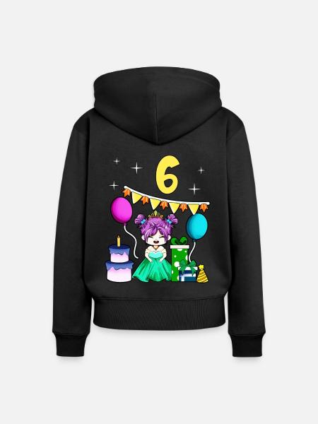 Mit Prinzessin - Mädchen Geburtstag 6 Jahre - Frauen Premium Bio Zip Hoodie - Schwarz