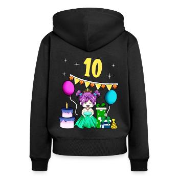 Mit Prinzessin - Mädchen Geburtstag 10 Jahre - Frauen Premium Bio Zip Hoodie - Schwarz - Hinten - Julia (174cm)