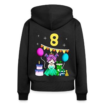 With Princess - Girl Birthday 8 Years - Women's Premium Organic Zip Hoodie - black - Back - Julia (174cm)