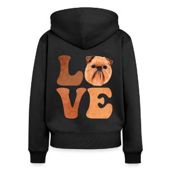 Brüsseler Griffon Hund - Frauen Premium Bio Zip Hoodie - Schwarz - Hinten - Julia (174cm)