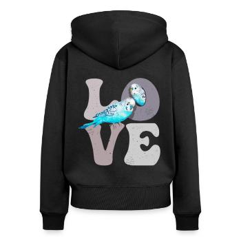 Wellensittich Wellensittich Papagei - Frauen Premium Bio Zip Hoodie - Schwarz - Hinten - Julia (174cm)