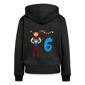 With Cowboy - Boys Birthday 6 Years - Women's Premium Organic Zip Hoodie - black - Back - Julia (174cm)
