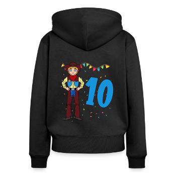 Mit Cowboy - Jungs Geburtstag 10 Jahre - Frauen Premium Bio Zip Hoodie - Schwarz - Hinten - Julia (174cm)