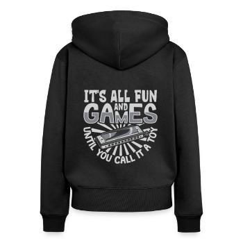 Don't call it a toy - harmonica - Women's Premium Organic Zip Hoodie - black - Back - Julia (174cm)