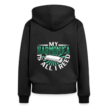 My harmonica is all I reed - Mundharmonika - Women's Premium Organic Zip Hoodie - black - Back - Julia (174cm)