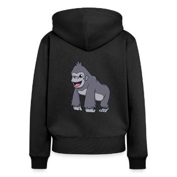 Kawaii Gorilla - Women's Premium Organic Zip Hoodie - black - Back - Julia (174cm)