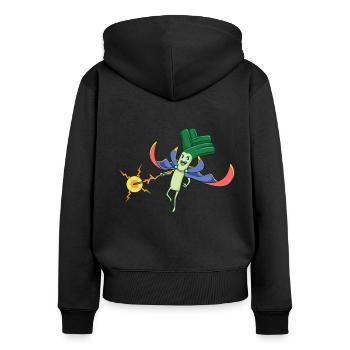 Wizard Leek - Women's Premium Organic Zip Hoodie - black - Back - Julia (174cm)