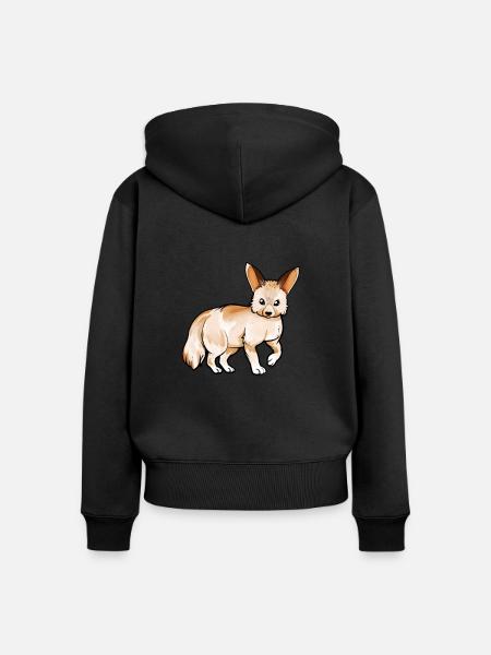 Zeichnung eines Fennek - Frauen Premium Bio Zip Hoodie - Schwarz