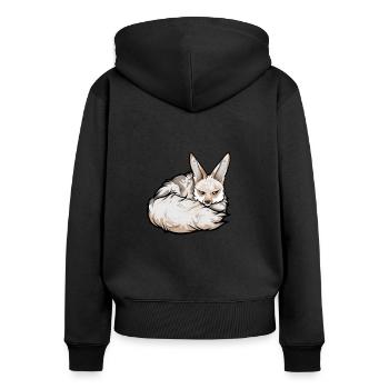 Drawing of an Afghan fox - Women's Premium Organic Zip Hoodie - black - Back - Julia (174cm)