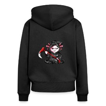 Axolotl Faucheuse - Sweat à capuche zippé Premium bio Femme - noir - Dos - Julia (174cm)