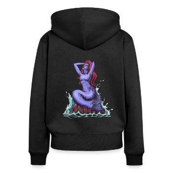 Mythologie écossaise - Selkie - Sweat à capuche zippé Premium bio Femme - noir - Dos - Julia (174cm)