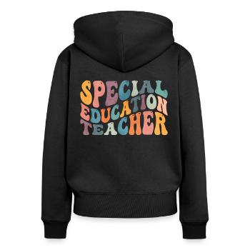 Groovy Enseignant en éducation spécialisée SPED - Sweat à capuche zippé Premium bio Femme - noir - Dos - Julia (174cm)