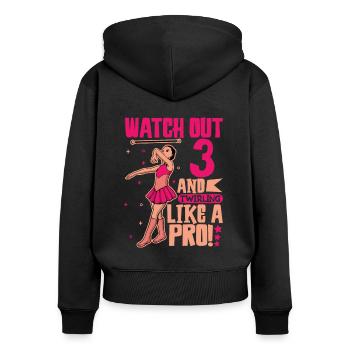I'm 3 - Girl Twirling - Women's Premium Organic Zip Hoodie - black - Back - Julia (174cm)