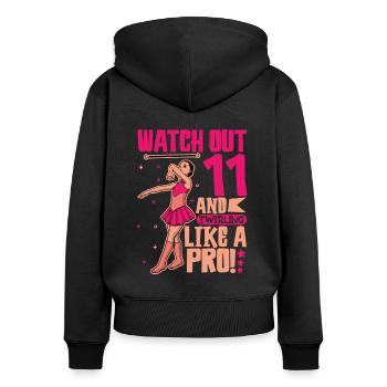 I'm 11 - Girl Twirling - Women's Premium Organic Zip Hoodie - black - Back - Julia (174cm)