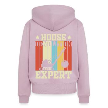 Funny Wrecking Ball Crane - Women's Premium Organic Zip Hoodie - dusky pink - Back - Julia (174cm)