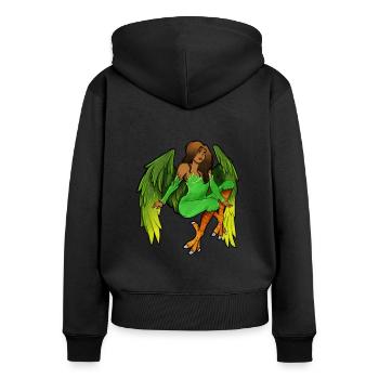 Harpie - Sweat à capuche zippé Premium bio Femme - noir - Dos - Julia (174cm)