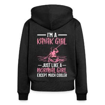 Kajakfahren Paddeln Lover Kajak - Frauen Premium Bio Zip Hoodie - Schwarz - Hinten - Julia (174cm)