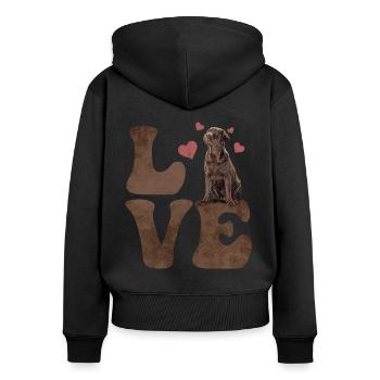 Chesapeake Bay Retriever Dog LOVE - Sweat à capuche zippé Premium bio Femme - noir - Dos - Julia (174cm)