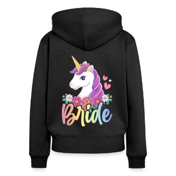 Douche nuptiale de mariage - Sweat à capuche zippé Premium bio Femme - noir - Dos - Julia (174cm)