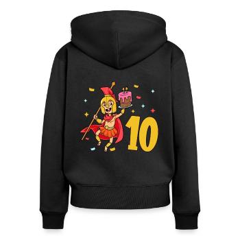 Mit Spartaner - Kinder Geburtstag 10 Jahre - Frauen Premium Bio Zip Hoodie - Schwarz - Hinten - Julia (174cm)