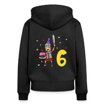 Mit Centurio - Kinder Geburtstag 6 Jahre - Frauen Premium Bio Zip Hoodie - Schwarz - Hinten - Julia (174cm)