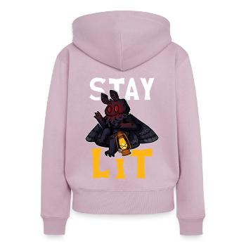 Mothman Kryptide Kryptozoologie - Frauen Premium Bio Zip Hoodie - Altrosa - Hinten - Julia (174cm)