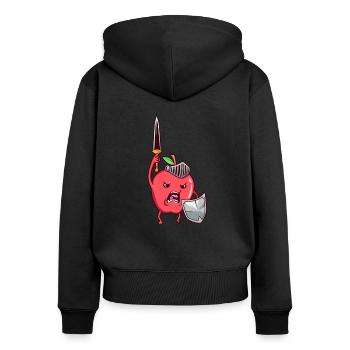Rollenspiel-Charakter - Kämpfer - Apfel - Frauen Premium Bio Zip Hoodie - Schwarz - Hinten - Julia (174cm)