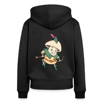 Rollenspiel-Charakter - Waldläufer - Champignon - Frauen Premium Bio Zip Hoodie - Schwarz - Hinten - Julia (174cm)