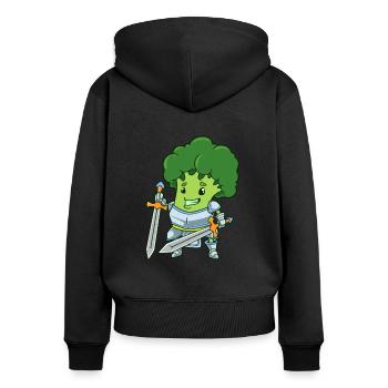 Rollenspiel-Charakter - Paladin - Brokkoli - Frauen Premium Bio Zip Hoodie - Schwarz - Hinten - Julia (174cm)