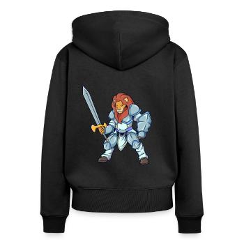 Rollenspiel-Charakter - Paladin - Löwe - Frauen Premium Bio Zip Hoodie - Schwarz - Hinten - Julia (174cm)