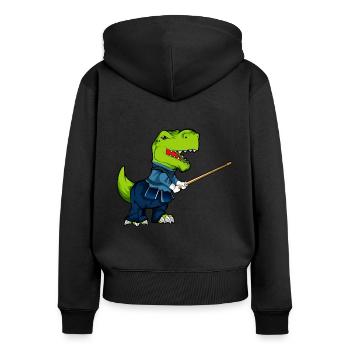 Cartoon TREX macht Kendo - Frauen Premium Bio Zip Hoodie - Schwarz - Hinten - Julia (174cm)