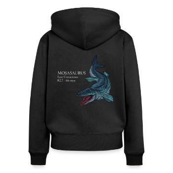 Realistische Zeichnung des Mosasaurus - Frauen Premium Bio Zip Hoodie - Schwarz - Hinten - Julia (174cm)