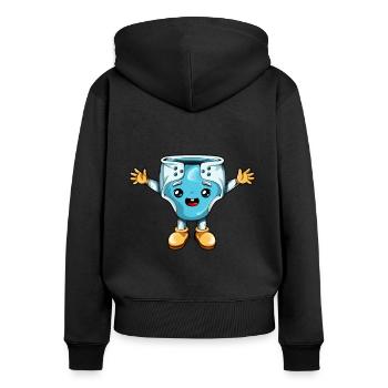 Cartoon Kawaii Diaper - Women's Premium Organic Zip Hoodie - black - Back - Julia (174cm)