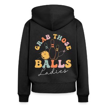 Groovy Bowling Balls - Women's Premium Organic Zip Hoodie - black - Back - Julia (174cm)