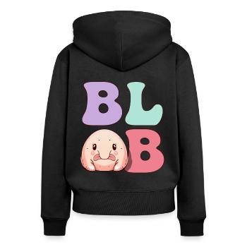 Drôle de poisson blob - Sweat à capuche zippé Premium bio Femme - noir - Dos - Julia (174cm)