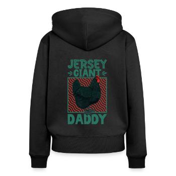 Jersey Giant Papa - Frauen Premium Bio Zip Hoodie - Schwarz - Hinten - Julia (174cm)