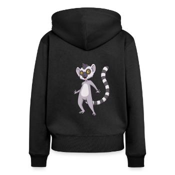 Kawaii Ring-tailed lemur - Women's Premium Organic Zip Hoodie - black - Back - Julia (174cm)