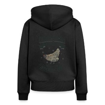 Ich liebe mein Ameraucana - Frauen Premium Bio Zip Hoodie - Schwarz - Hinten - Julia (174cm)