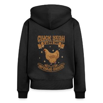 J’adore mon Orpington - Sweat à capuche zippé Premium bio Femme - noir - Dos - Julia (174cm)