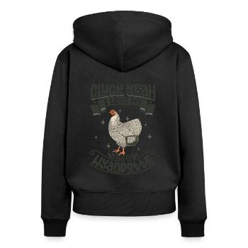 Ich liebe mein Wyandotte - Frauen Premium Bio Zip Hoodie - Schwarz - Hinten - Julia (174cm)
